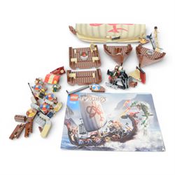 Lego Viking Ship no. 7018, partially built with instructions 