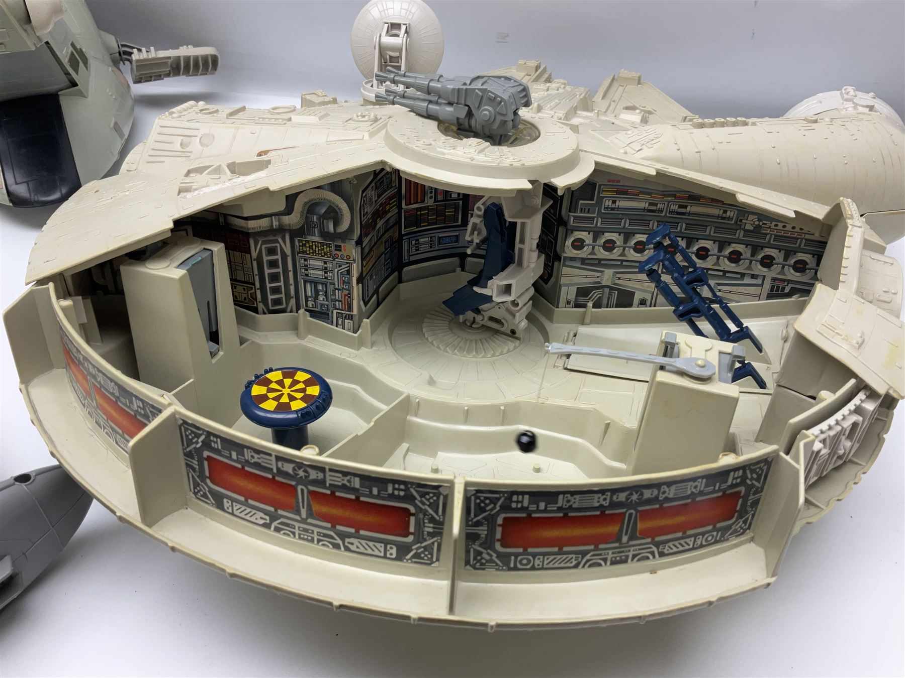 Star Wars - three space vehicles comprising B-Wing fighter and large Millenium Falcon space ship; both with instructions; and Boba Fett Slave 1; all unboxed (3)