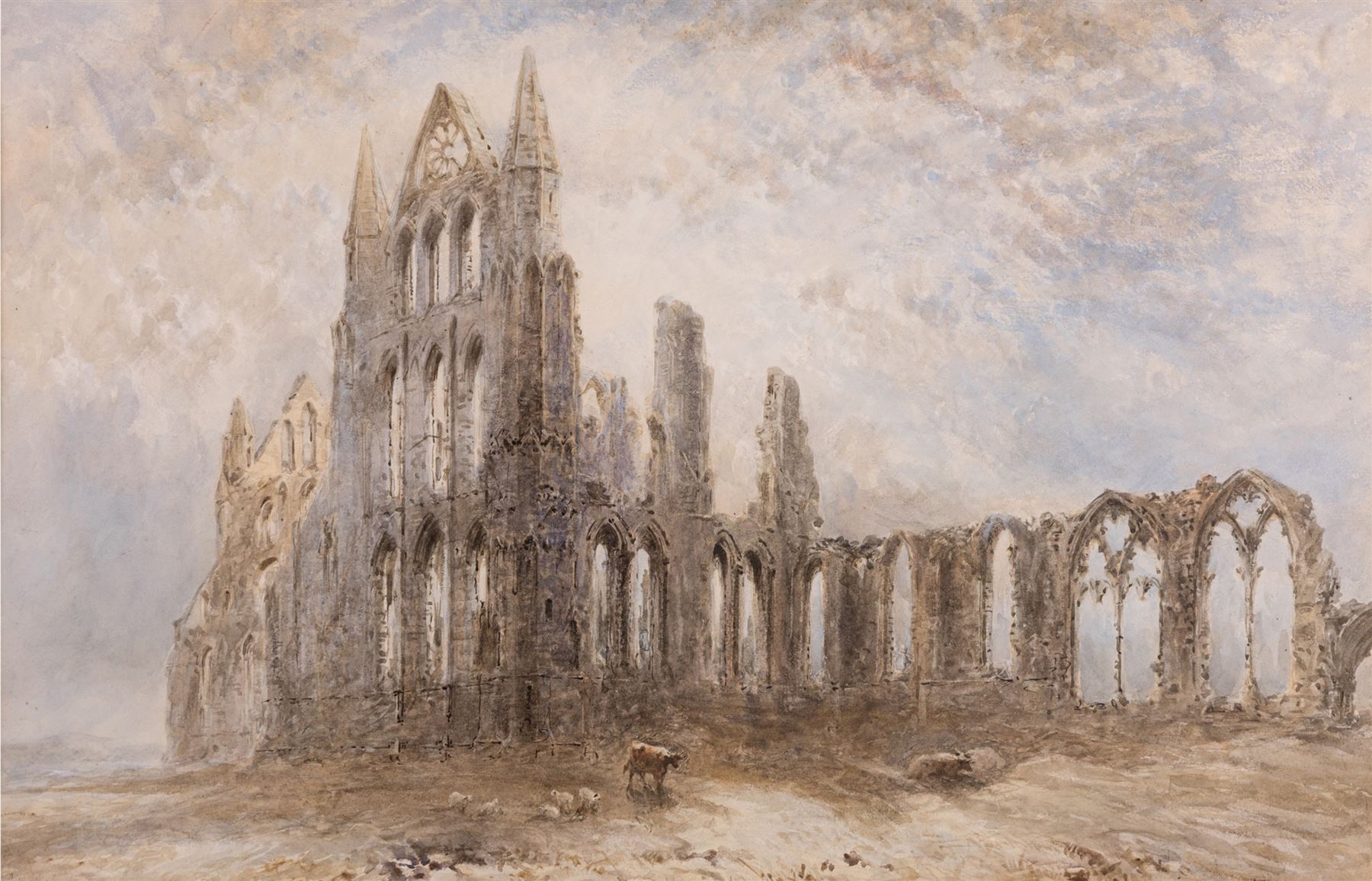 George Weatherill (British 1810-1890): Whitby Abbey, watercolour signed and dated 1882, 46cm x 70cm
