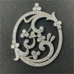Silver and cubic zirconia openwork pendant, stamped 925