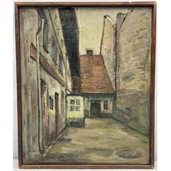 Barbara Houwalt (Polish 1911-2005): 'Podworko', oil on canvas signed, inscribed verso 57cm x 46cm