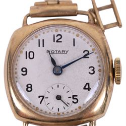 Rotary 9ct gold manual wind wristwatch, on 9ct gold bracelet, hallmarked