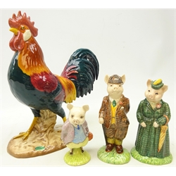  Beswick figure of a Leghorn cockerel no.1892, H25cm Two Beswick figures of dressed pigs, 'Gentleman Pig' ,'The Lady Pig' & a Beatrix Potter figure 'Pigling Bland' (4)  