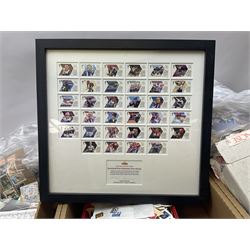 Mixed stamps, mostly loose on pieces, various stamps on covers, framed display of 2012 Paralympic stamps etc, in three boxes