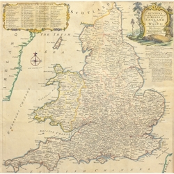 Thomas Kitchin (British 1719-1784): 'Most Accurate Map of the Roads of England and Wales with the Distances by the Mile Stones and other most exact admensurations between Town and Town', printed for R & I Dodsley, Pall Mall circa 1770, hand coloured 35cm x 35cm