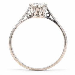 White gold diamond ring, eight claw set with a single round brilliant cut diamond of approx 0.50 carat, stamped 18ct