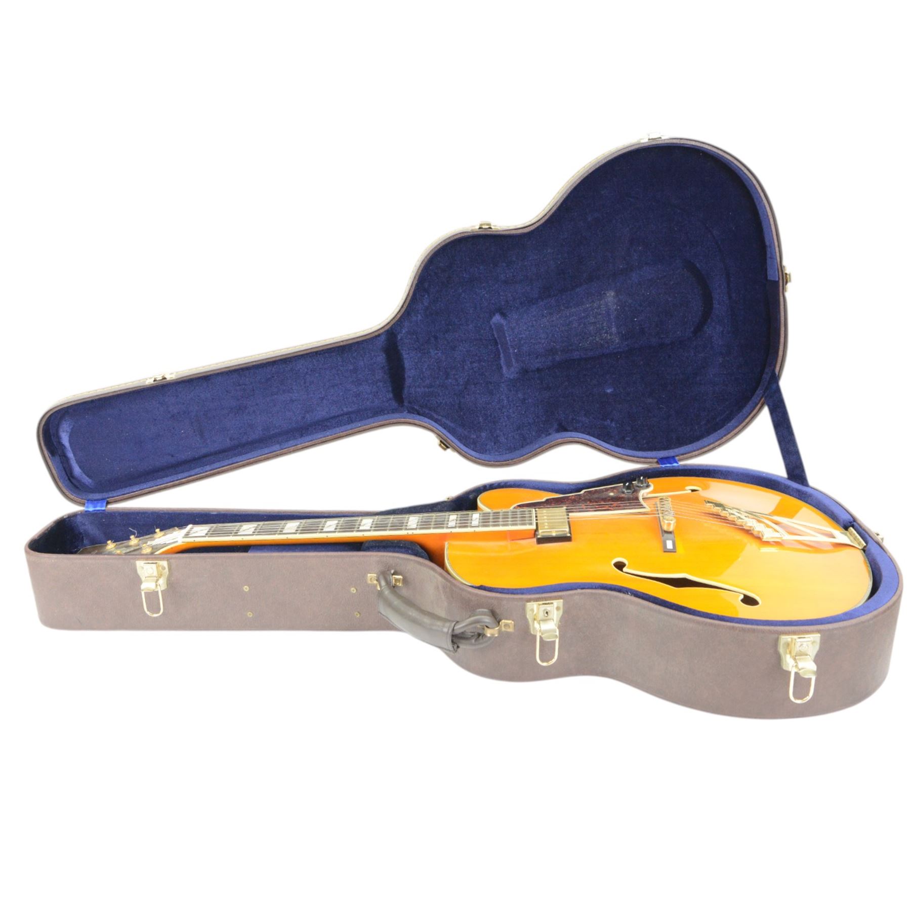 D'Angelico Excel EX1-1S11 hollow body electric guitar, serial no. KS051060055, contained within hard carry case, guitar length 112cm