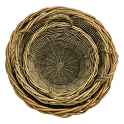 Three graduating wicker baskets (the largest - D55cm, H40cm)