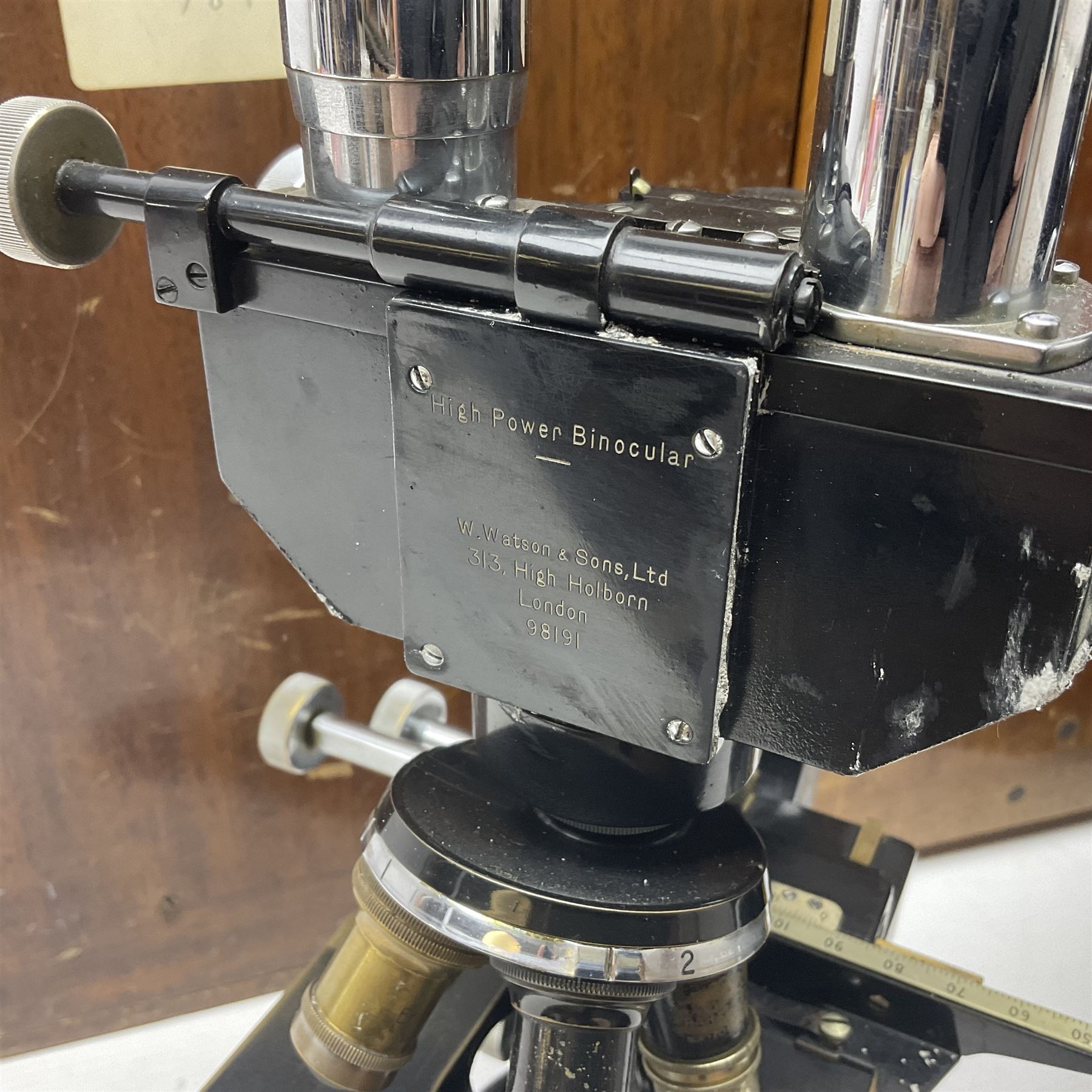 20th century W. Watson & Sons binocular microscope no 98191, in original box, together with W. Watson & Sons Kima microscope no 107846, in original box and Cooke Troughton & Simms binocular microscope no 467926