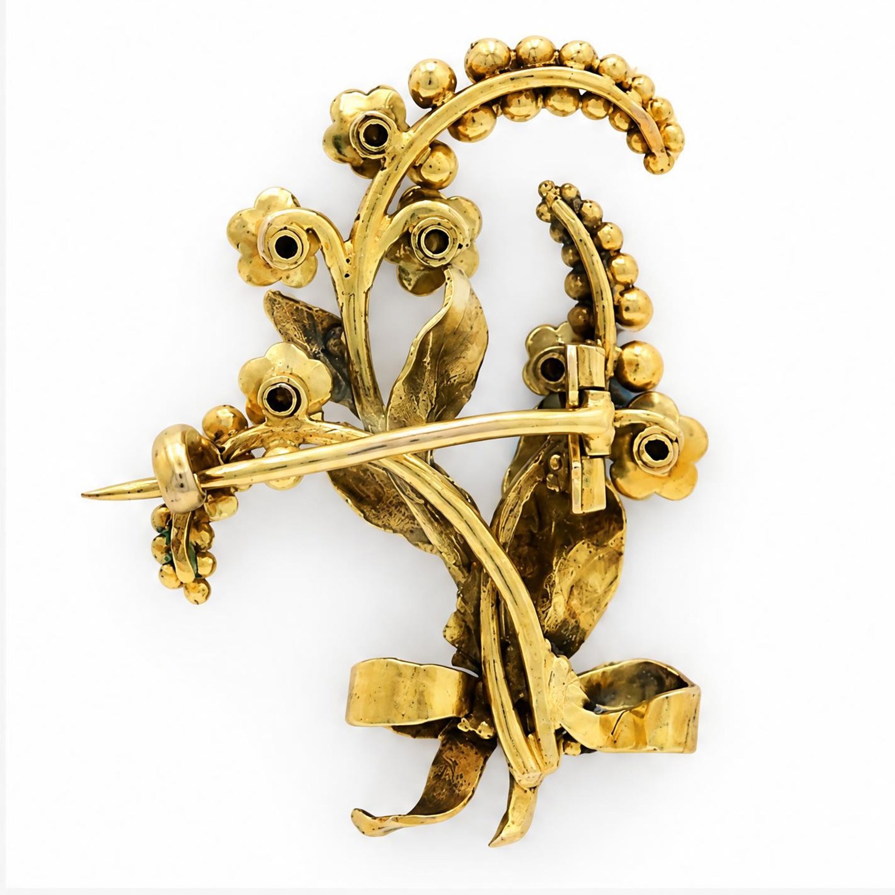 19th century gold turquoise flower bouquet spray brooch