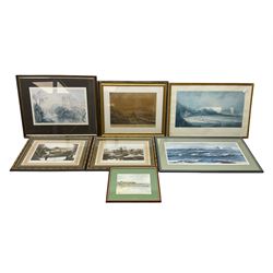 P Webber (British 20th century): Lake Landscape, pastel signed and dated '89 together with a collection of prints including photographic print of Ullswater and mirror max 68cm x 48cm (10)