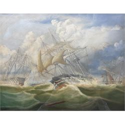 George Frederick Gregory (British/Australian 1821-1887): Rough Seascape with Vessels, oil on board signed 39cm x 49cm 