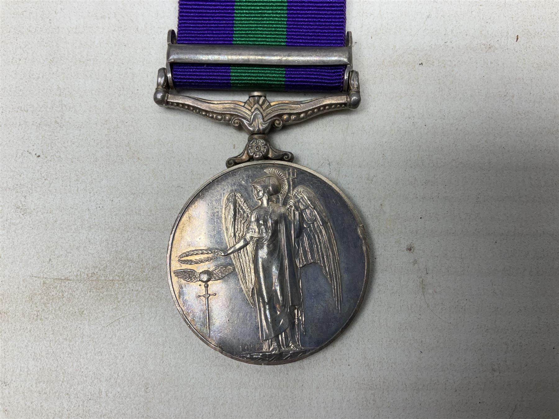 George VI General Service Medal with Malaya clasp awarded to 21126578 Fus. J. Kelly R. Innisks.; with ribbon