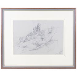 John Wilson Carmichael (British 1800-1868): 'Scarborough from the North West' and 'Scarborough Castle looking towards the North', pair of pencil sketches signed titled and dated 1835?, 24cm x 34cm (2)