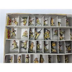 Lamming Miniatures - Bill Lammings own 1970s promotional display set of sixty-seven 25mm miniature WW2 Australian Infantry soldiers with mortar team and four machine guns; hand painted by Bill Lamming for exhibition