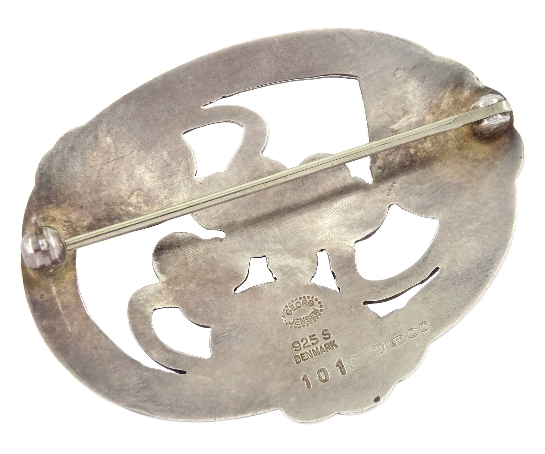 Georg Jensen silver 'Moonlight Grapes' brooch No. 101, London import mark 1995