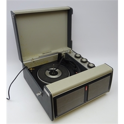  Vintage Bush record player with Monarch turntable, No 767/0/696, in grey leatherette case   