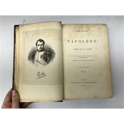 Twenty-seven 19th century leather bound books including The History of Napoleon Edited by R.H. Horne.1841; The Great Diamonds of the World by Edwin W. Streeter. 1882 Second edition; works by Voltaire; etc (27)