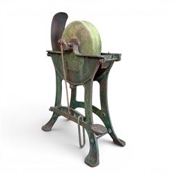 19th century cast iron pedal operated grinding stone