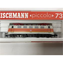 Fleischmann 'N' gauge 'Piccolo' - No.7183 2-10-0 steam locomotive with tender and No.7329 double pantograph locomotive; both boxed (2)