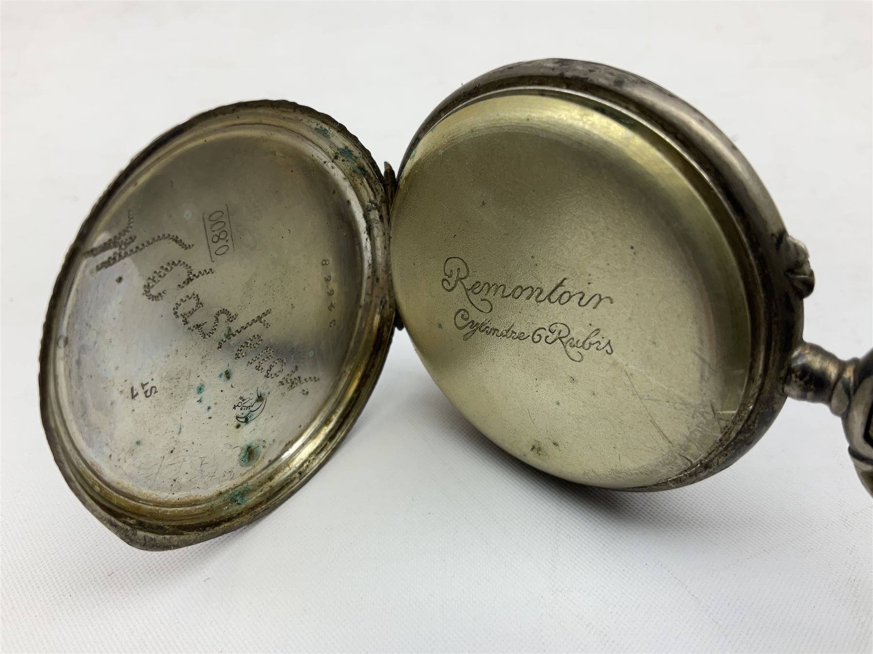 Two silver lever fusee pocket watches by Laz Rozenberg, Leeds and I Cowen Leicester and four silver cylinder fob watches