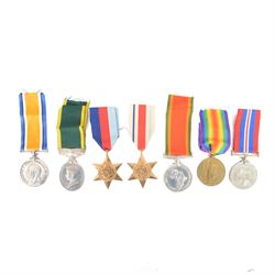 South African medal group, comprising WWI victory and war medal, WWII war medal, Africa St...
