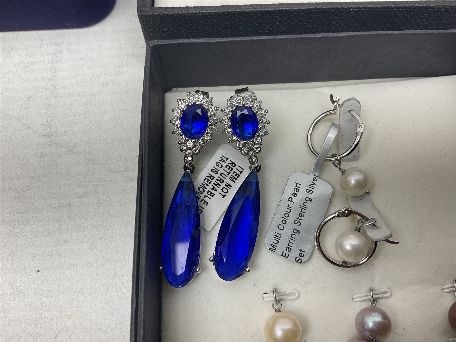 Silver-gilt drip design Lucy Q necklace, designed by Lucy Quartermaine, amber necklaces, silver-gilt stone set heart pendant, 10ct gold single stone set stud earrings, silver interchangeable pearl hoop earrings and a collection of costume jewellery and wristwatches 