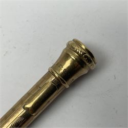 9ct gold 'Lifelong' propelling pencil, with engine turned decoration, stamped 9ct 
