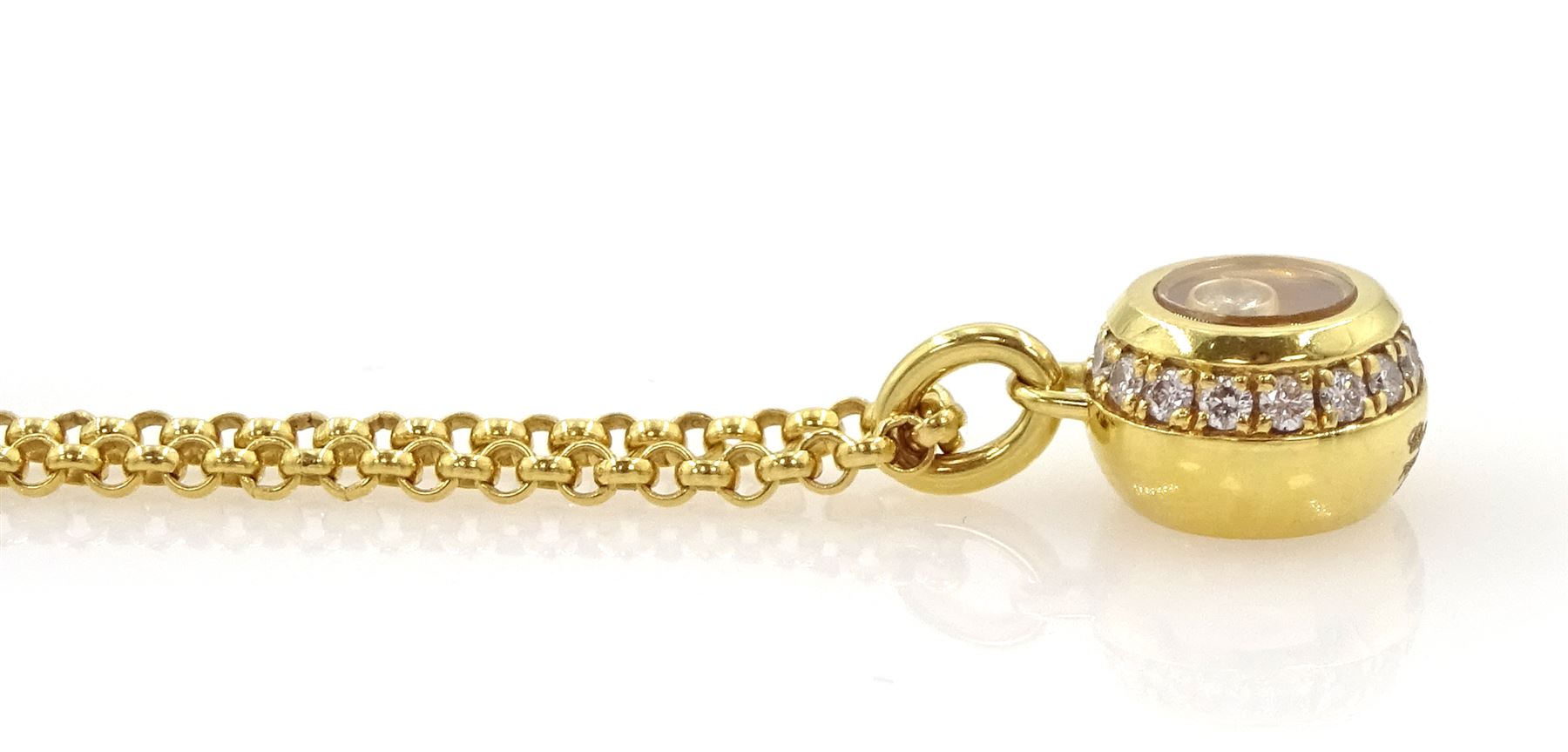 Chopard Miss Happy 18ct gold diamond pendant, Ref. 799012-000, on Chopard 18ct gold necklace, hallmarked