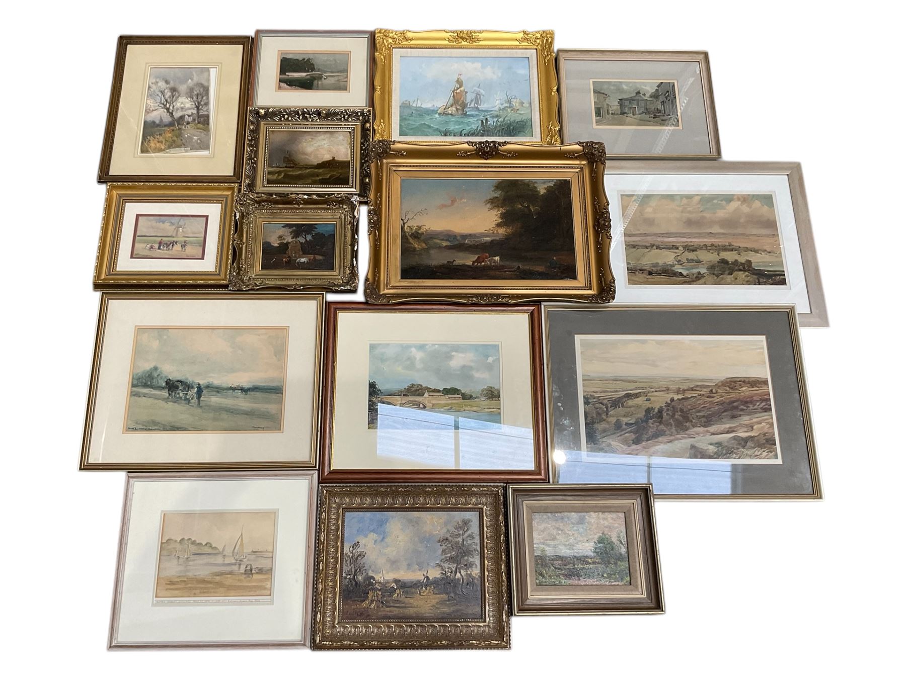Collection of 19th and early 20th century oil paintings and watercolours, artists including Joseph Pighills, Victor Noble Rainbird, Louis Cox, Arthur W Newsholme, John Sowden, Arthur Tucker, Albert Woods, Alfred Robert Hayward, Manner of Thomas Creswick, etc (15)