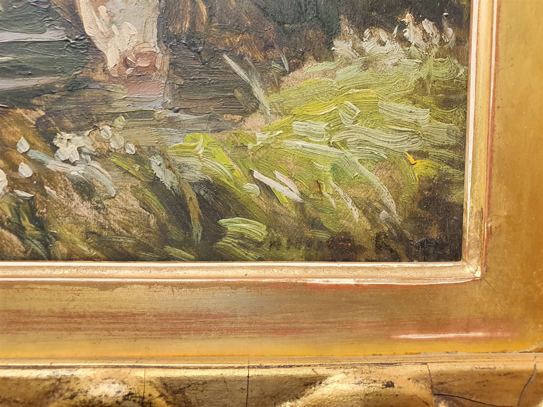 William Gunning King (British 1853-1940): Hereford Cattle Watering, oil on panel indistinctly signed and dated 1917, 36cm x 29cm