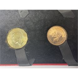 King George VI 1950 nine coin proof set, in Royal Mint red card box