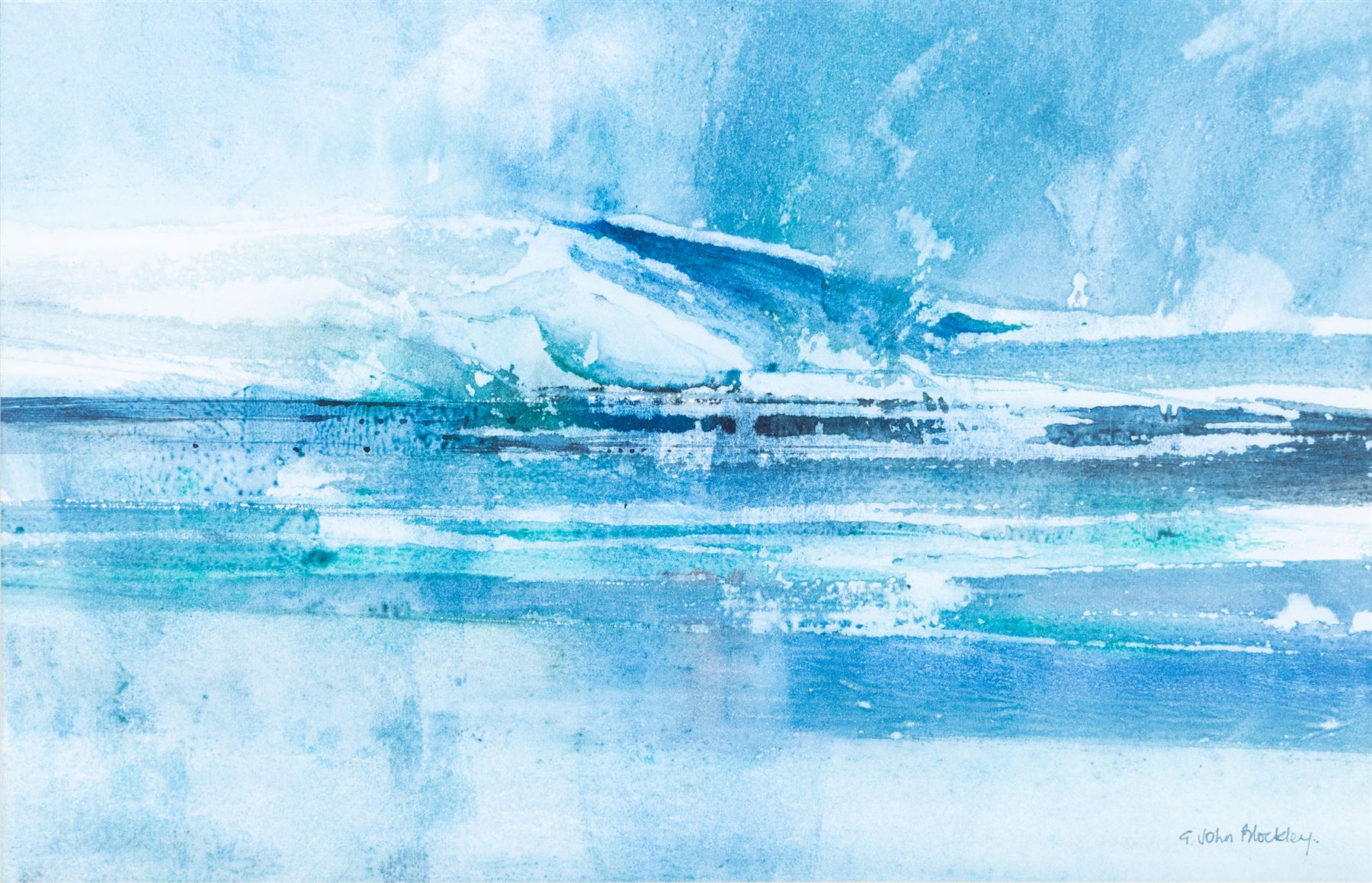Gwilym John Blockley (British 1921-2002): 'Turquoise Seascape', watercolour signed, titled on gallery label verso 24cm x 38cm 