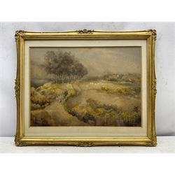 EL Hollings (Student of Frederick William Booty (1840-1924)): Driving Sheep, watercolour signed and dated 1913, 31cm x 44cm