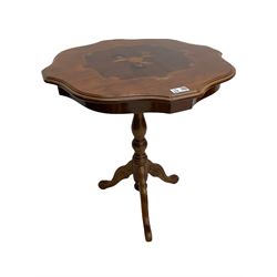 Victorian pine and beech circular tripod table (D51cm, H72cm), and an Italian style occasional table