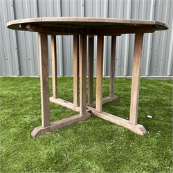 Teak circular drop leaf garden table  - THIS LOT IS TO BE COLLECTED BY APPOINTMENT FROM DUGGLEBY STORAGE, GREAT HILL, EASTFIELD, SCARBOROUGH, YO11 3TX