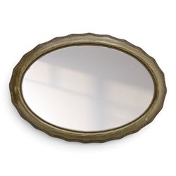 Oval wall mirror, shaped frame with bevelled plate 