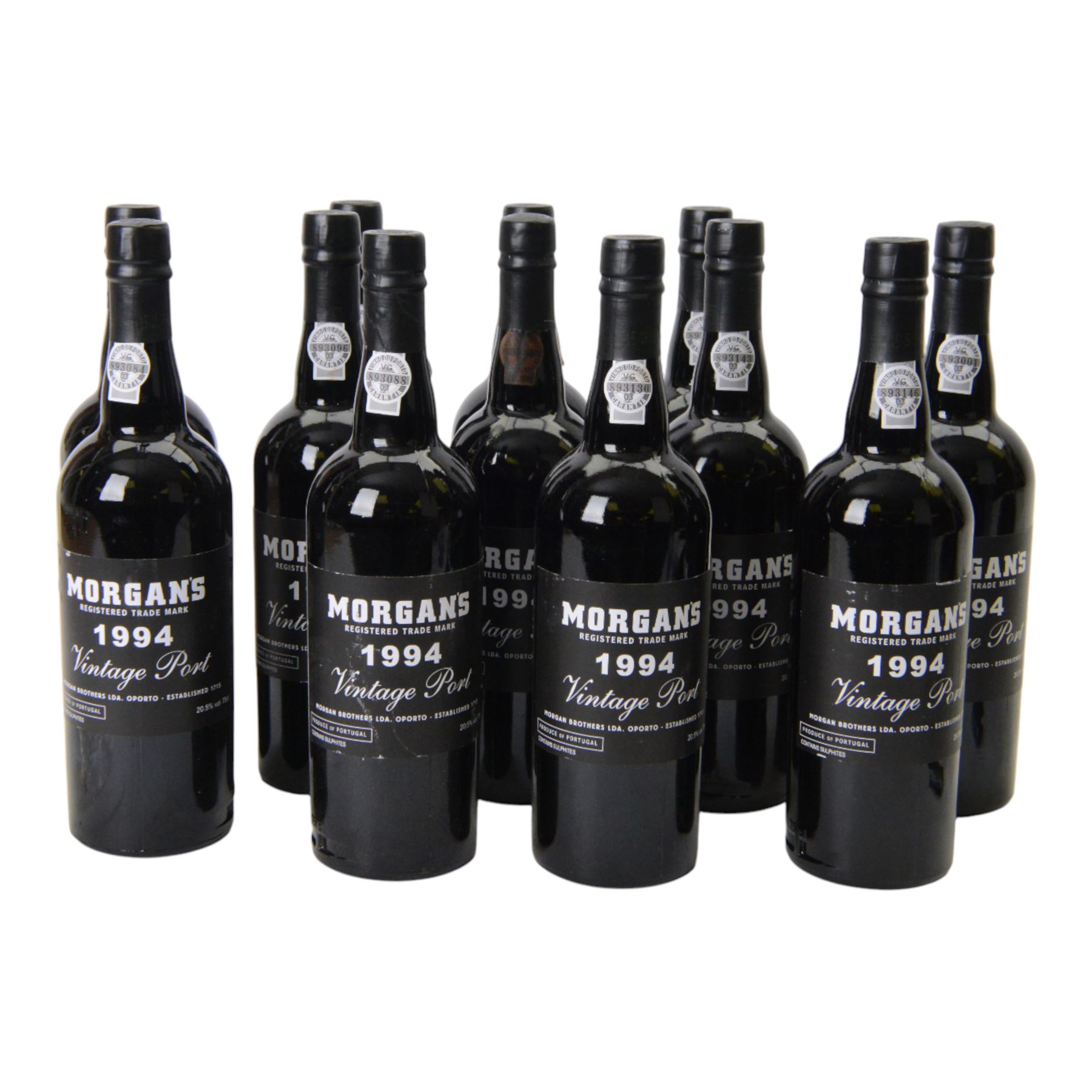 Morgan's 1994 vintage port, 20.5% vol 75cl, twelve bottles 
