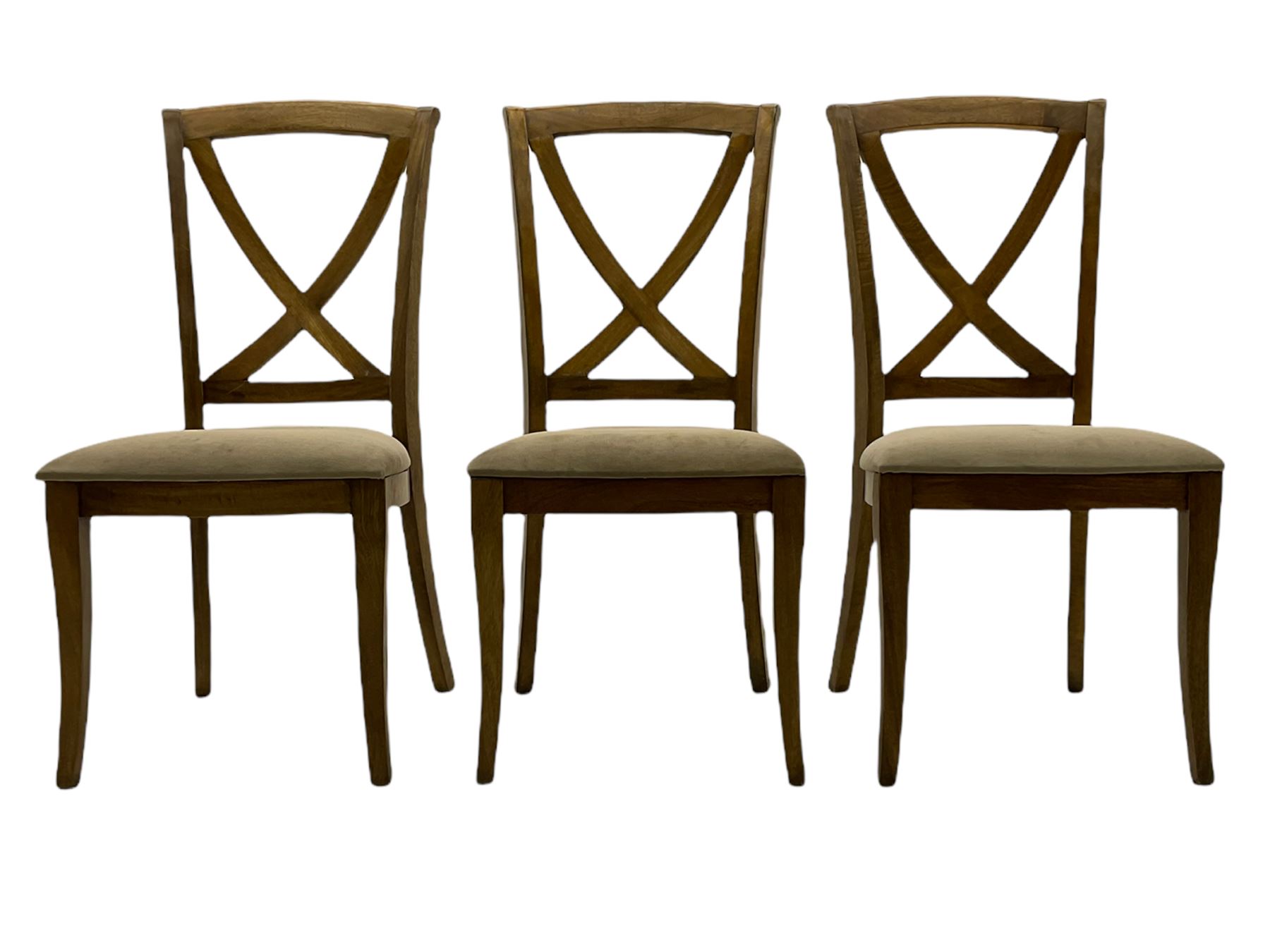 Willis & Gambier - mango wood and flagstone extending dining table with additional leaf, and set six dining chairs 