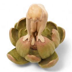 Royal Dux model of a nymph emerging from a waterlily, H23cm