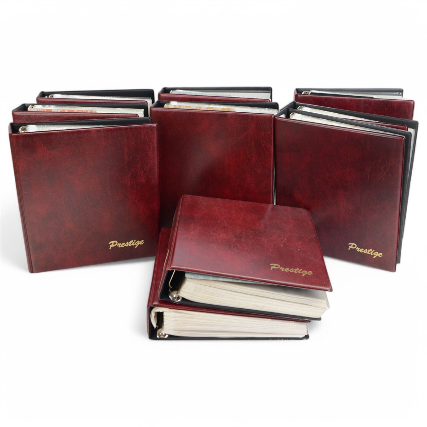 World stamps including Aden, Brunei, Rwanda, Spain, Ireland, Italy, Japan, Hungary, Germany, France, Portugal, Namibia, Netherlands, New Zealand, St Lucia, Malaysia etc, housed in ten ring binder folders