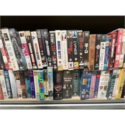 Two bays of vintage VHS videos, approx. 300 - viewing and collection at Duggleby Storage, YO11 3TX
