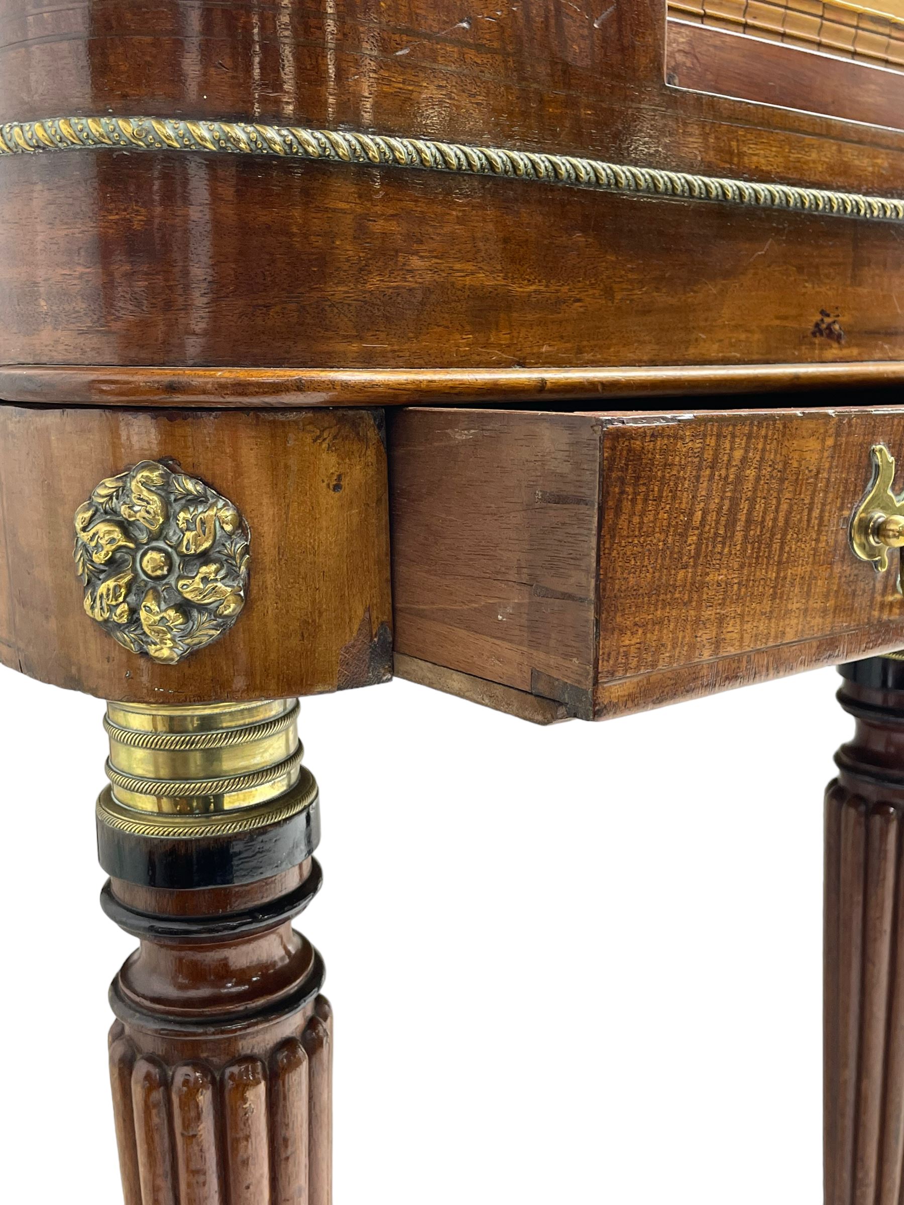 James Rigg, London -early 19th century mahogany and maple square piano c1817, with a 68 key compass (A-C) original hammers, jacks and felt, satinwood interior with ebony and ivory keys, the fretwork interior back inscribed 'James Rigg, 3 Providence Row, Finsbury Square, London', decorated with twist gilt metal edging, fitted with three drawers, on Gillows design turned and reeded supports with brass cups and castors.

This item has been registered for sale under Section 10 of the APHA Ivory Act