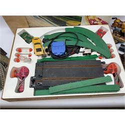 Hornby Dublo 3-rail track, three Hornby locomotives, carriages and railways together with a boxed Scalextric set 
