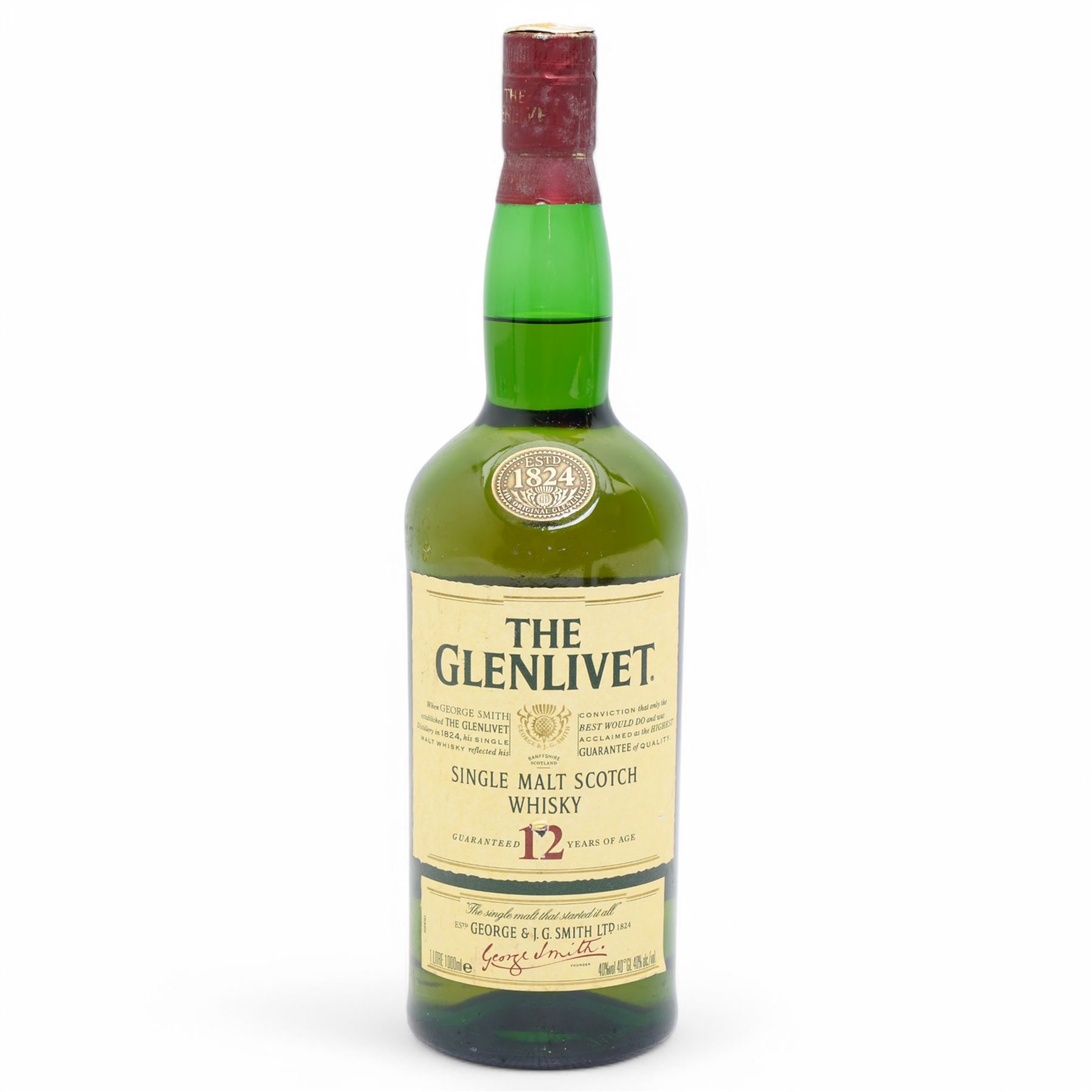 Glenlivet 12 year old pure single malt Scotch whisky, 1 litre 40% vol, bottled 2007