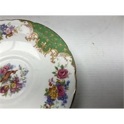 Paragon Rockingham pattern part tea and dinner service including three teapots, milk jug, cups and saucers of various sizes, ten soup bowls, ten side plates, ten dinner plates etc (96)