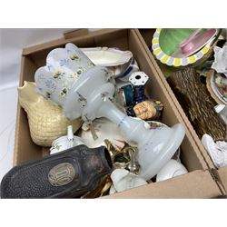 Collection of ceramics, to include Bretby Clanta Vase, Beswick Winnie the Pooh owl, Shelley teacup and saucer, Shelley Candlestick, Wedgewood vase etc, in two boxes