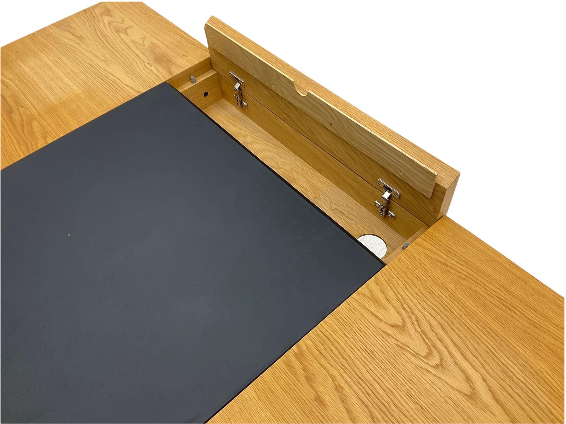 Marks and Spencer Home - light oak office desk, fitted with drawers, inset writing surface with hinged compartment