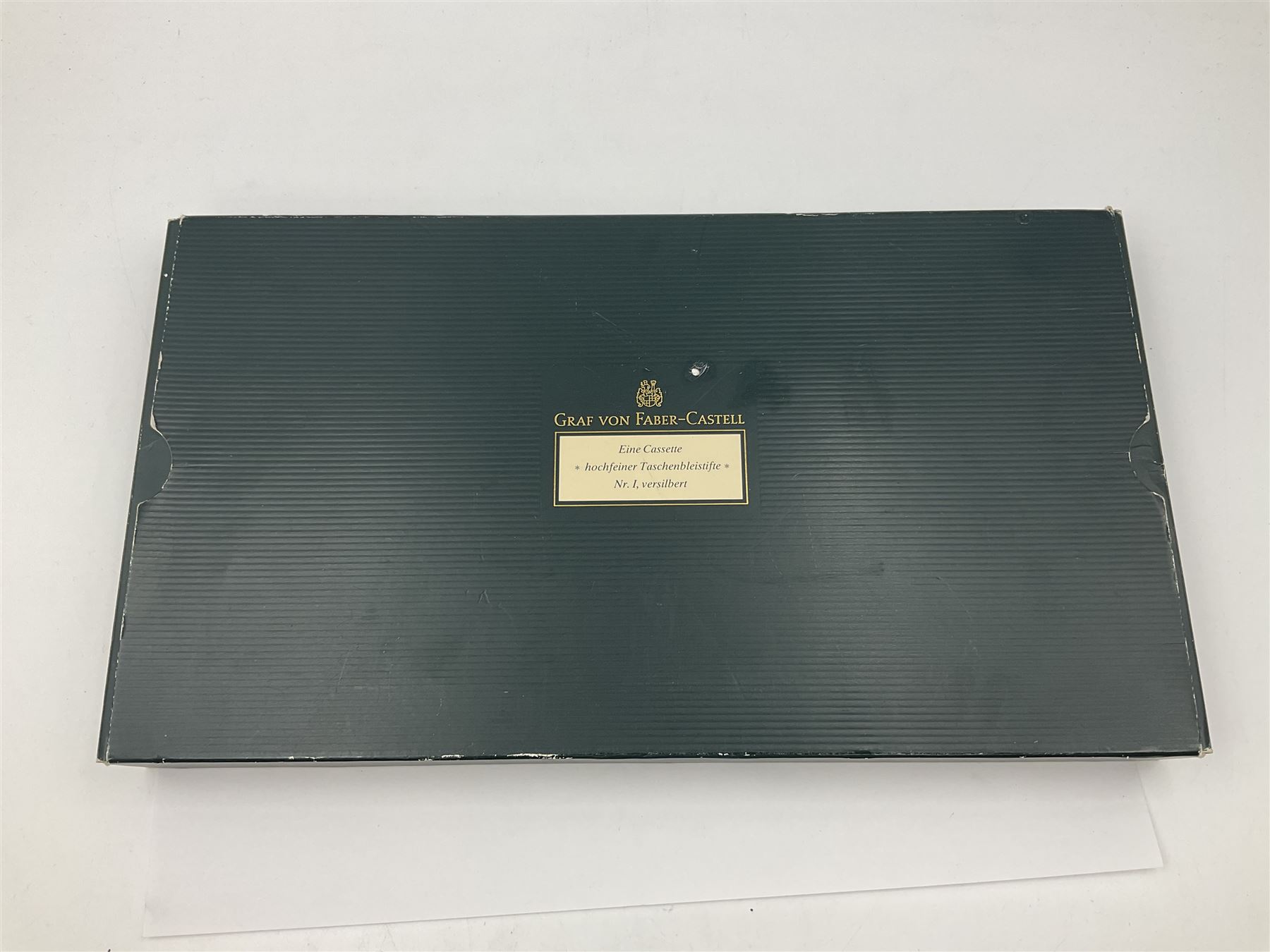 Graf Von Faber-Castell Pencil Cassette, housed in alder wood presentation box with mirrored hinged lid, containing platinum plated Perfect Pencil, sharpener, four erasers and four replacement pocket pencils with native alder handles hand-selected by Nuremberg woodcarvers, with certificate, cloth and original green box