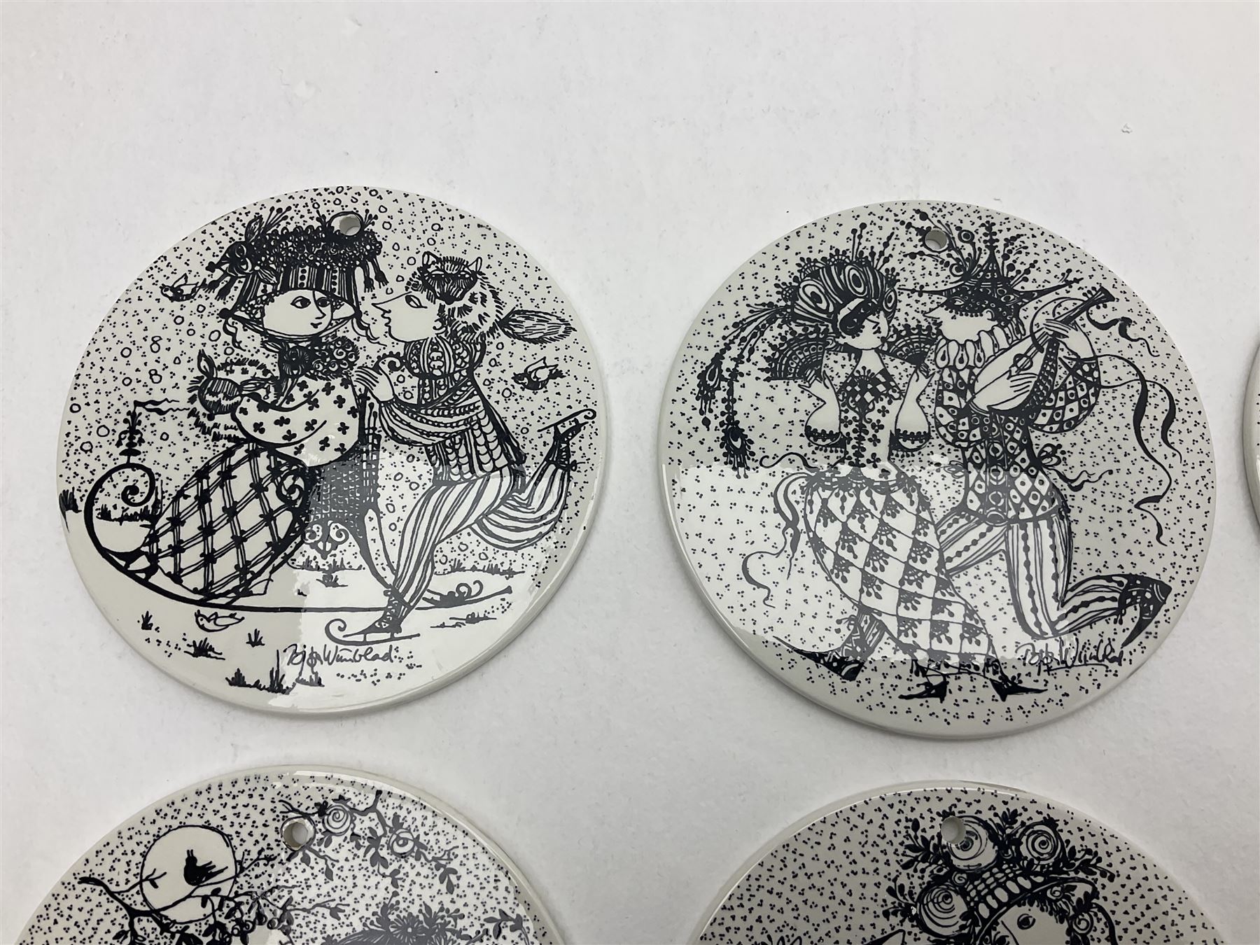 Bjorn Wiinblad for Nymolle Denmark set of twelve calendar wall plaques, D15cm